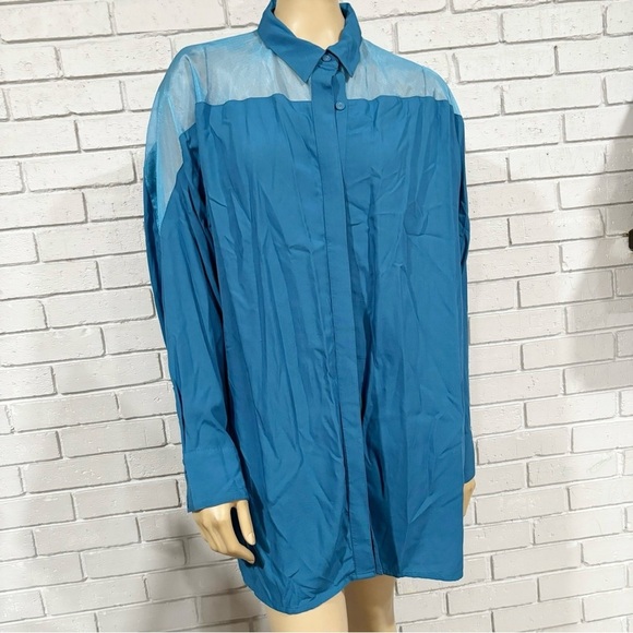 The Drop Sheer Top Button Down - Picture 1 of 7